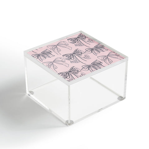 Anis Illustration Romantic Lace Bows Pink Pattern Acrylic Box