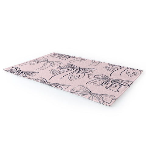 Anis Illustration Romantic Lace Bows Pink Pattern Area Rug