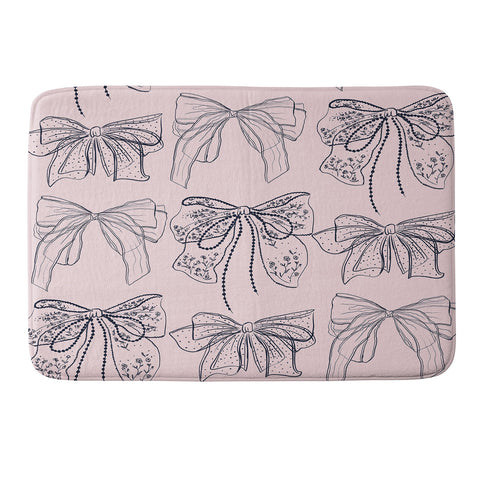 Anis Illustration Romantic Lace Bows Pink Pattern Memory Foam Bath Mat