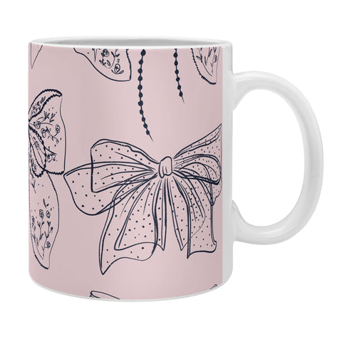 Anis Illustration Romantic Lace Bows Pink Pattern Coffee Mug