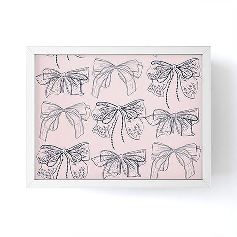 Anis Illustration Romantic Lace Bows Pink Pattern Framed Mini Art Print