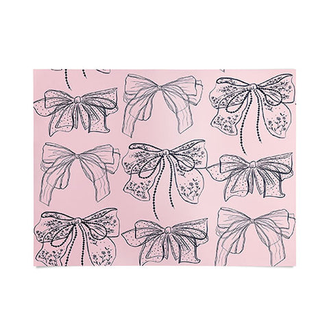 Anis Illustration Romantic Lace Bows Pink Pattern Poster