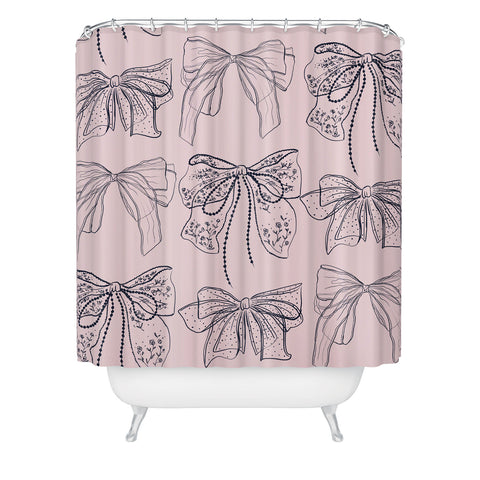 Anis Illustration Romantic Lace Bows Pink Pattern Shower Curtain