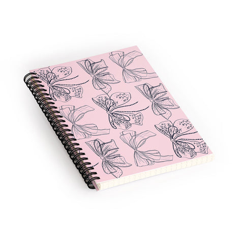 Anis Illustration Romantic Lace Bows Pink Pattern Spiral Notebook