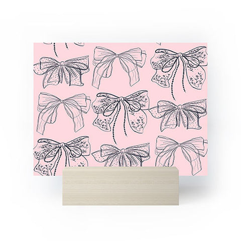 Anis Illustration Romantic Lace Bows Pink Pattern Mini Art Print
