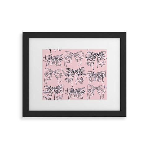 Anis Illustration Romantic Lace Bows Pink Pattern Framed Art Print