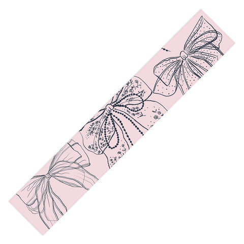 Anis Illustration Romantic Lace Bows Pink Pattern Table Runner