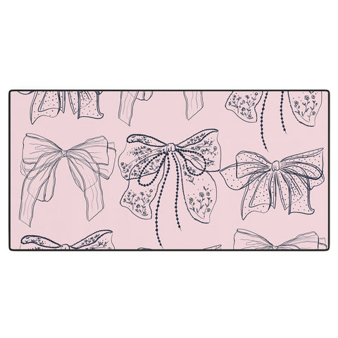 Anis Illustration Romantic Lace Bows Pink Pattern Desk Mat