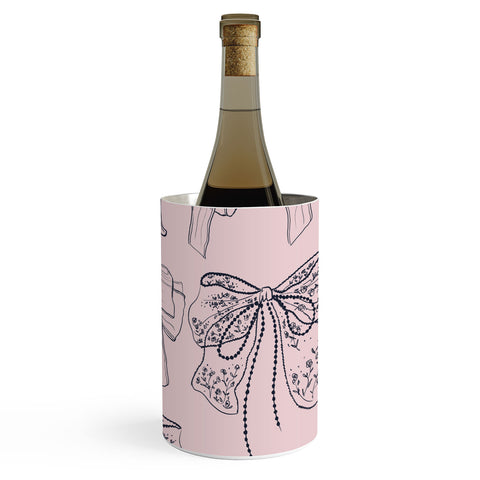 Anis Illustration Romantic Lace Bows Pink Pattern Wine Chiller