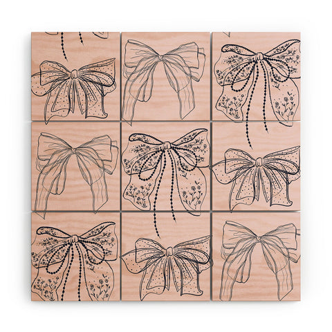 Anis Illustration Romantic Lace Bows Pink Pattern Wood Wall Mural
