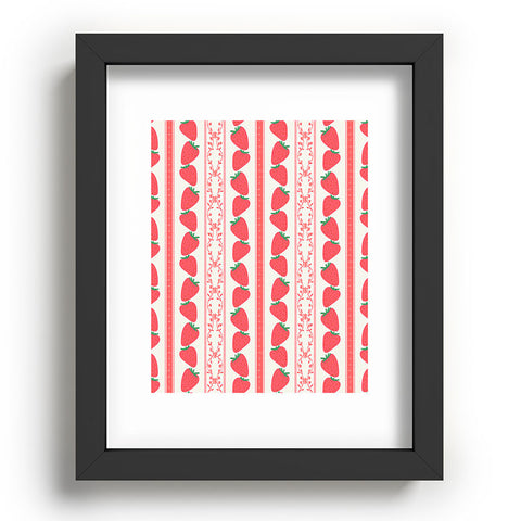 Anis Illustration Strawberries Red Stripes Recessed Framing Rectangle
