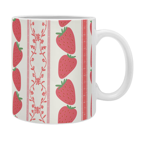 Anis Illustration Strawberries Red Stripes Coffee Mug