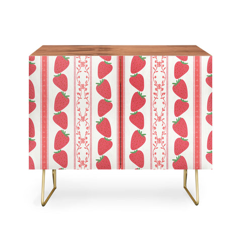 Anis Illustration Strawberries Red Stripes Credenza