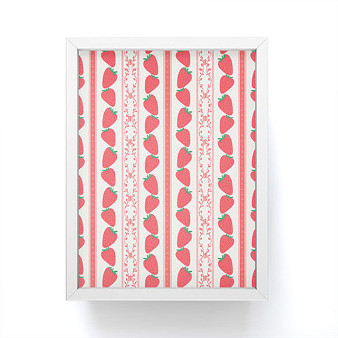 Anis Illustration Strawberries Red Stripes Framed Mini Art Print