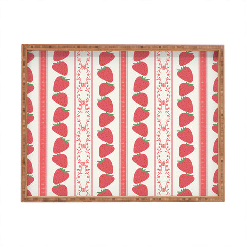 Anis Illustration Strawberries Red Stripes Rectangular Tray