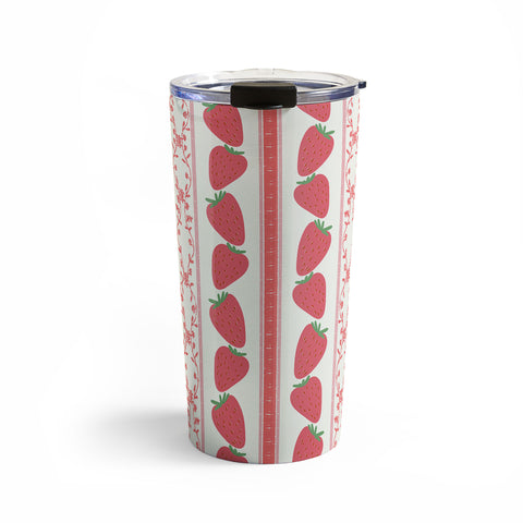 Anis Illustration Strawberries Red Stripes Travel Mug