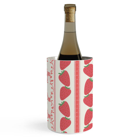 Anis Illustration Strawberries Red Stripes Wine Chiller