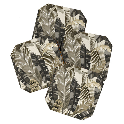 Anis Illustration Tropical Leaves Earth Tones Coaster Set