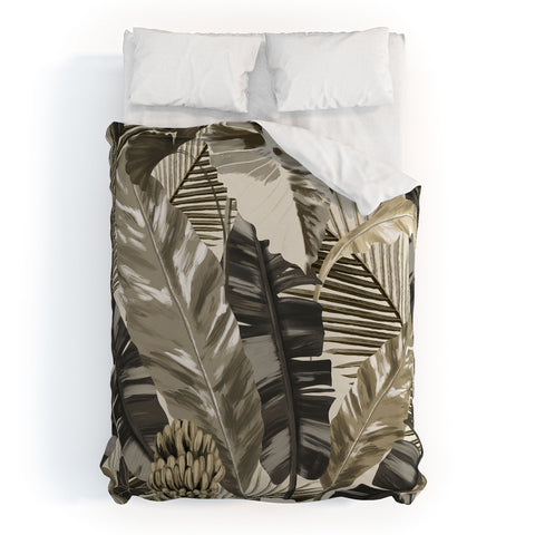 Anis Illustration Tropical Leaves Earth Tones Duvet Cover