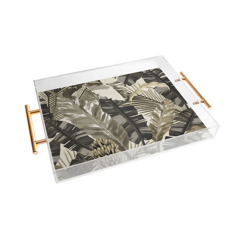 Anis Illustration Tropical Leaves Earth Tones Acrylic Tray