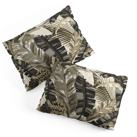 Anis Illustration Tropical Leaves Earth Tones Pillow Shams