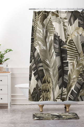 Anis Illustration Tropical Leaves Earth Tones Shower Curtain And Mat