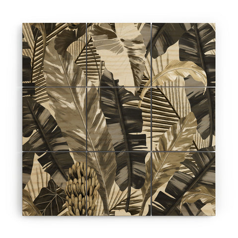 Anis Illustration Tropical Leaves Earth Tones Wood Wall Mural