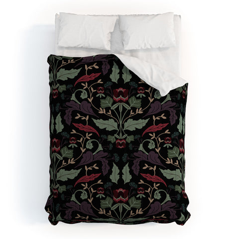 Anis Illustration Tulip Flowers Dark 2 Comforter