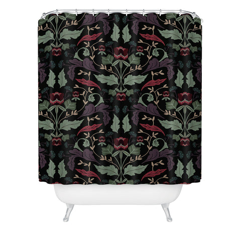 Anis Illustration Tulip Flowers Dark 2 Shower Curtain