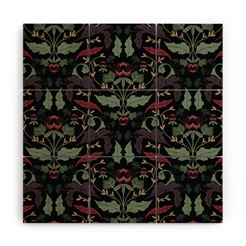 Anis Illustration Tulip Flowers Dark 2 Wood Wall Mural