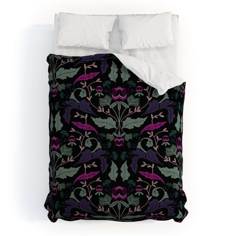 Anis Illustration Tulip Flowers Dark Comforter
