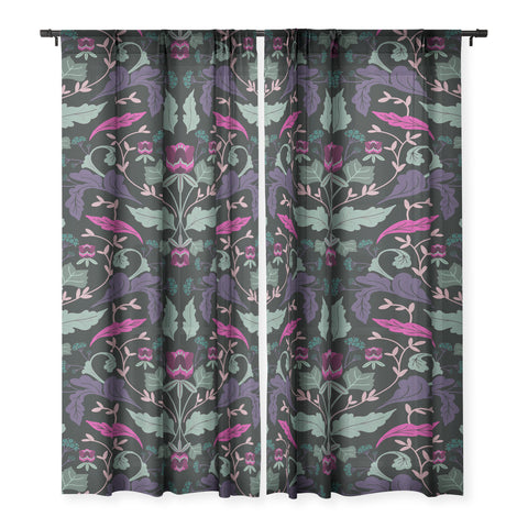 Anis Illustration Tulip Flowers Dark Sheer Non Repeat