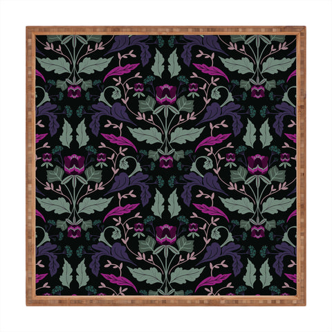 Anis Illustration Tulip Flowers Dark Square Tray