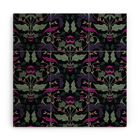 Anis Illustration Tulip Flowers Dark Wood Wall Mural