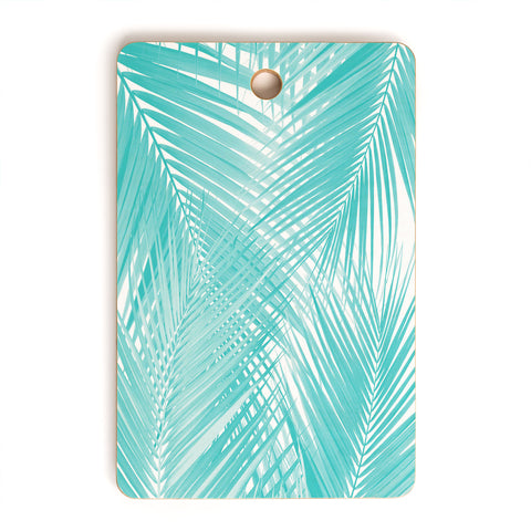 Anita's & Bella's Artwork Soft Turquoise Palm Leaves Dream Cutting Board Rectangle