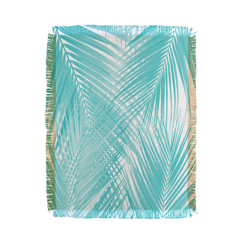 Anita's & Bella's Artwork Soft Turquoise Palm Leaves Dream Throw Blanket