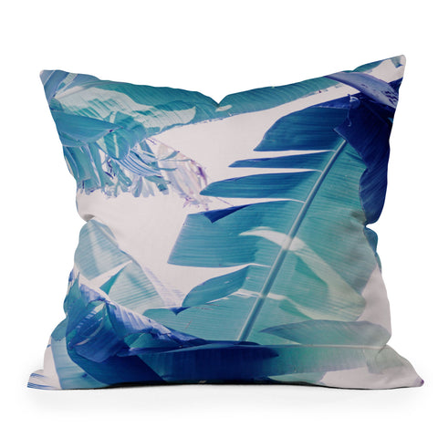 Ann Hudec Banana Leaf Blue Outdoor Throw Pillow