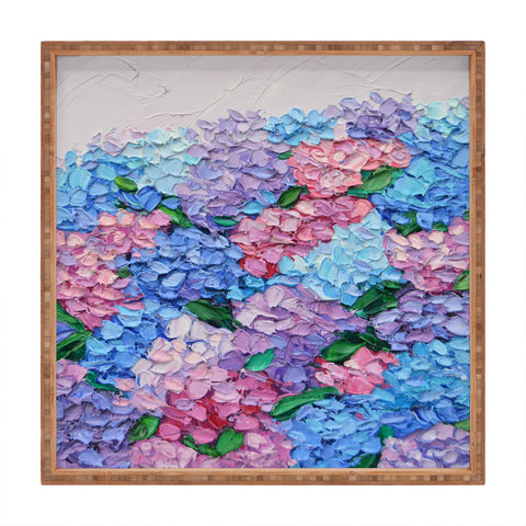 Ann Marie Coolick Moonlit Hydrangeas Square Tray