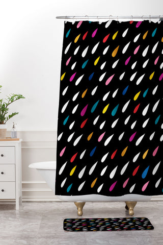 Anna Dorfman Bright Droplets Shower Curtain And Mat