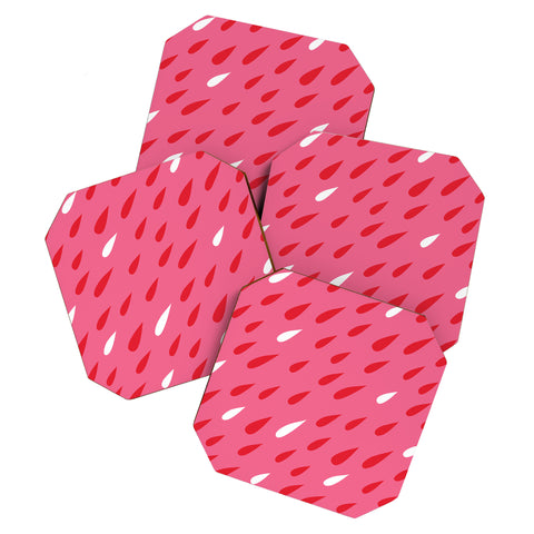 Anna Dorfman Red Pink Droplets Coaster Set