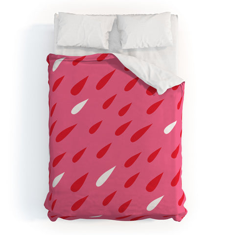 Anna Dorfman Red Pink Droplets Duvet Cover