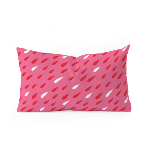 Anna Dorfman Red Pink Droplets Oblong Throw Pillow