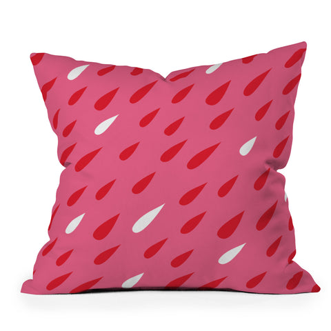 Anna Dorfman Red Pink Droplets Outdoor Throw Pillow