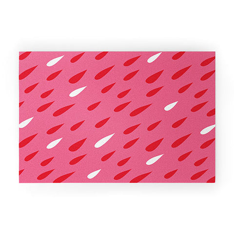 Anna Dorfman Red Pink Droplets Welcome Mat