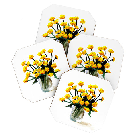 Anna Shell Dandelions watercolor Coaster Set