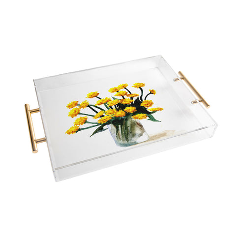 Anna Shell Dandelions watercolor Acrylic Tray