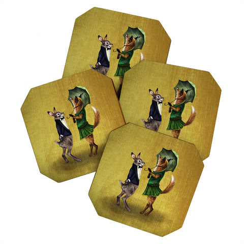 Anna Shell Fox and Hare Coaster Set