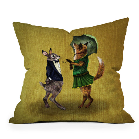 Anna Shell Fox and Hare Outdoor Throw Pillow
