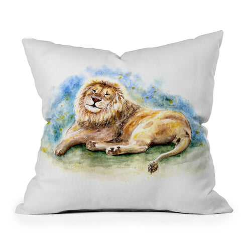 Anna Shell Lazy lion Outdoor Throw Pillow