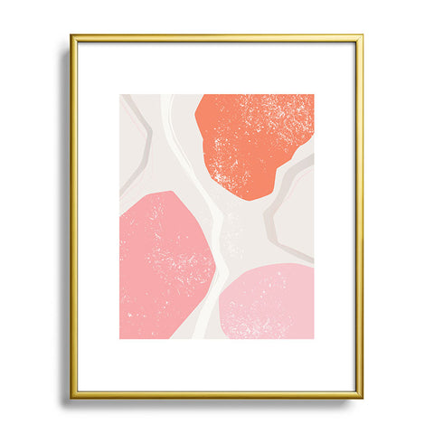 Anneamanda abstract flow pink and orange Metal Framed Art Print
